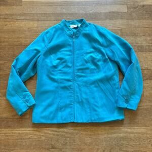 Studio Works aqua zippered velveteen jacket size 12
 b32
